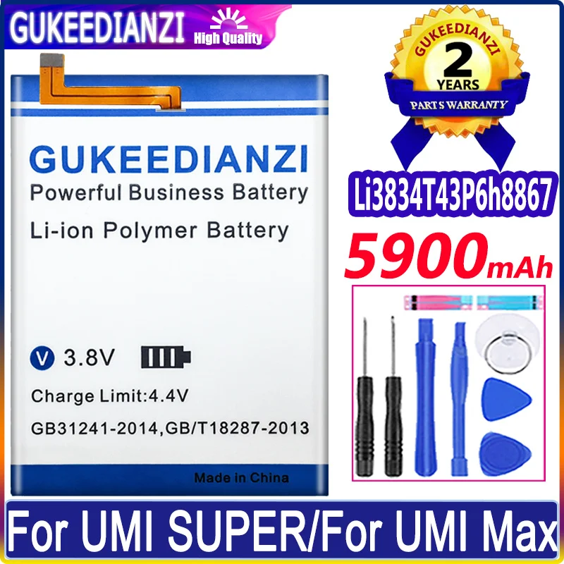 

Li3834T43P6H8867 Batterie High Quality Large Capacity Back Up Battery Replacement 5900mAh For UMI Super Smart Phone Bateria