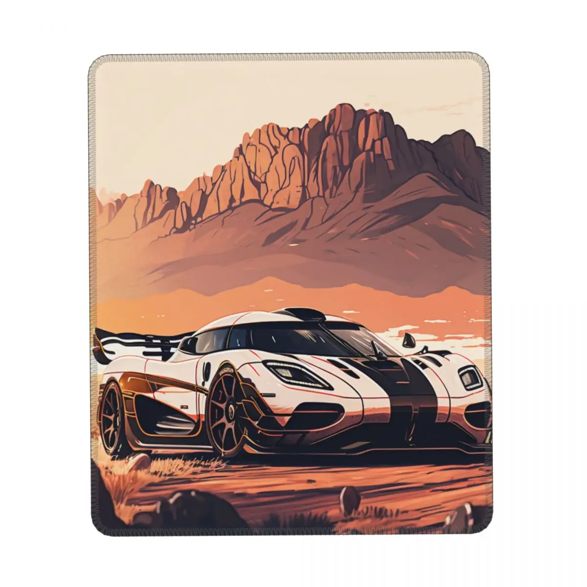 

Резиновый коврик для мыши Ultimate Sports Car с вертикальной планкой, подсветкой гор и солнца, Нескользящие мягкие настольные коврики для мыши