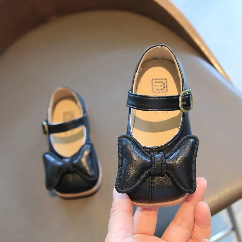 

Fashion Girls Shoes Baby Kids Bow Leather Princess Shoes Toddler Chldren Flats Non-slip Single Shoes New Spring Autumn