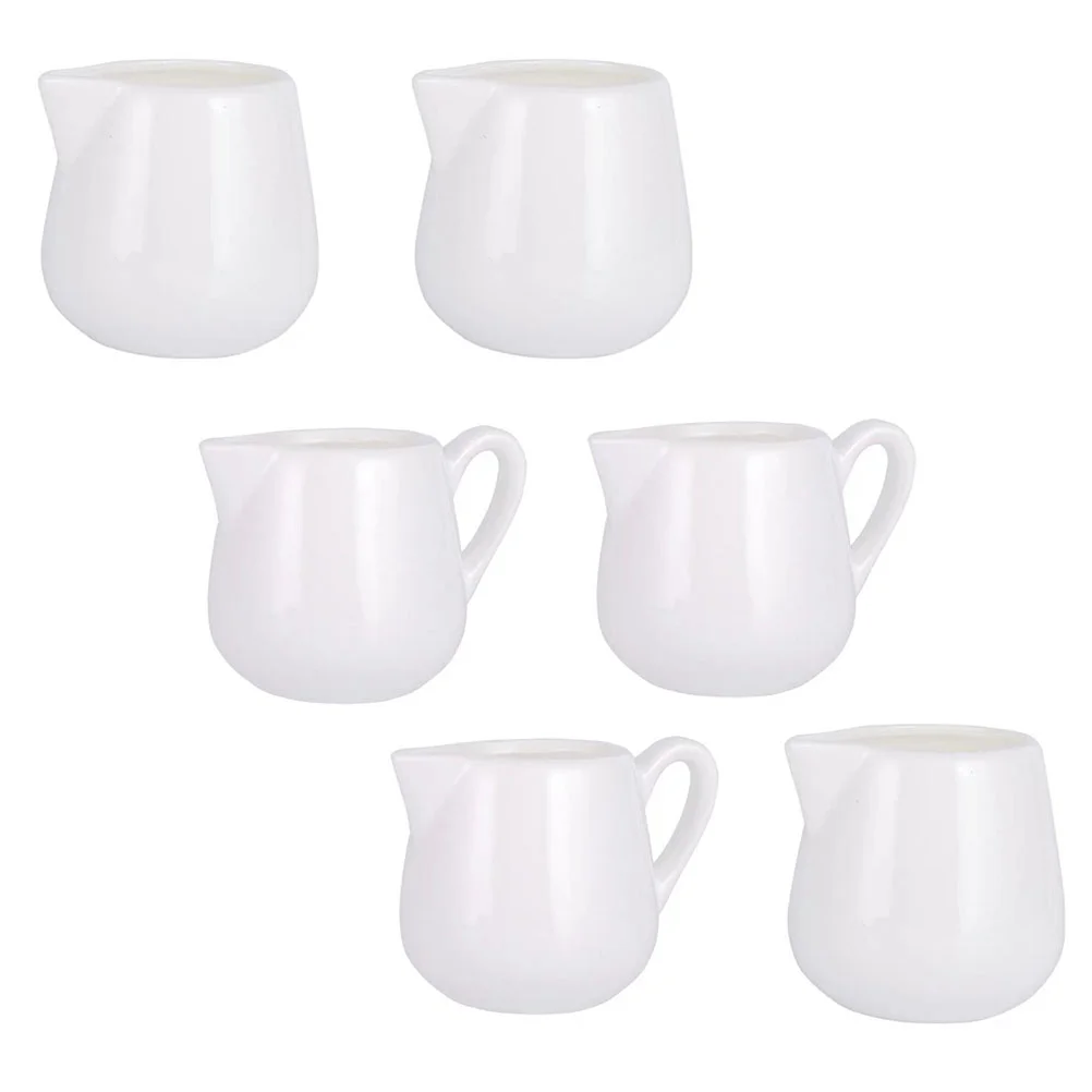 

6 Pcs Ceramic Creamer Jug Syrup Coffee Porcelain Dipping Bowls Coffee Creamer There Is A Sauce Spoon Milk Cup Sauce Boat