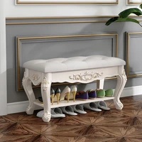 european entry wooden changing shoe stool living room hallway shoe bench storage cabinet luxury entrance shoe ottoman household