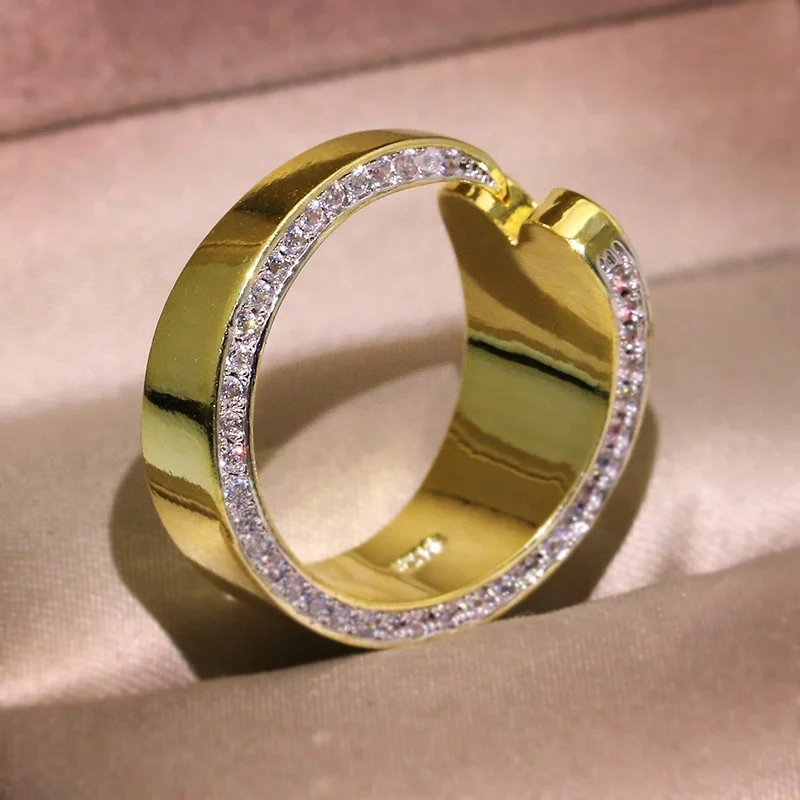 

2022 Fashion Jewelry Round Heart Rings for Women Temperament Love Around Finger Crystal Party Wedding Ring Female Jewelry