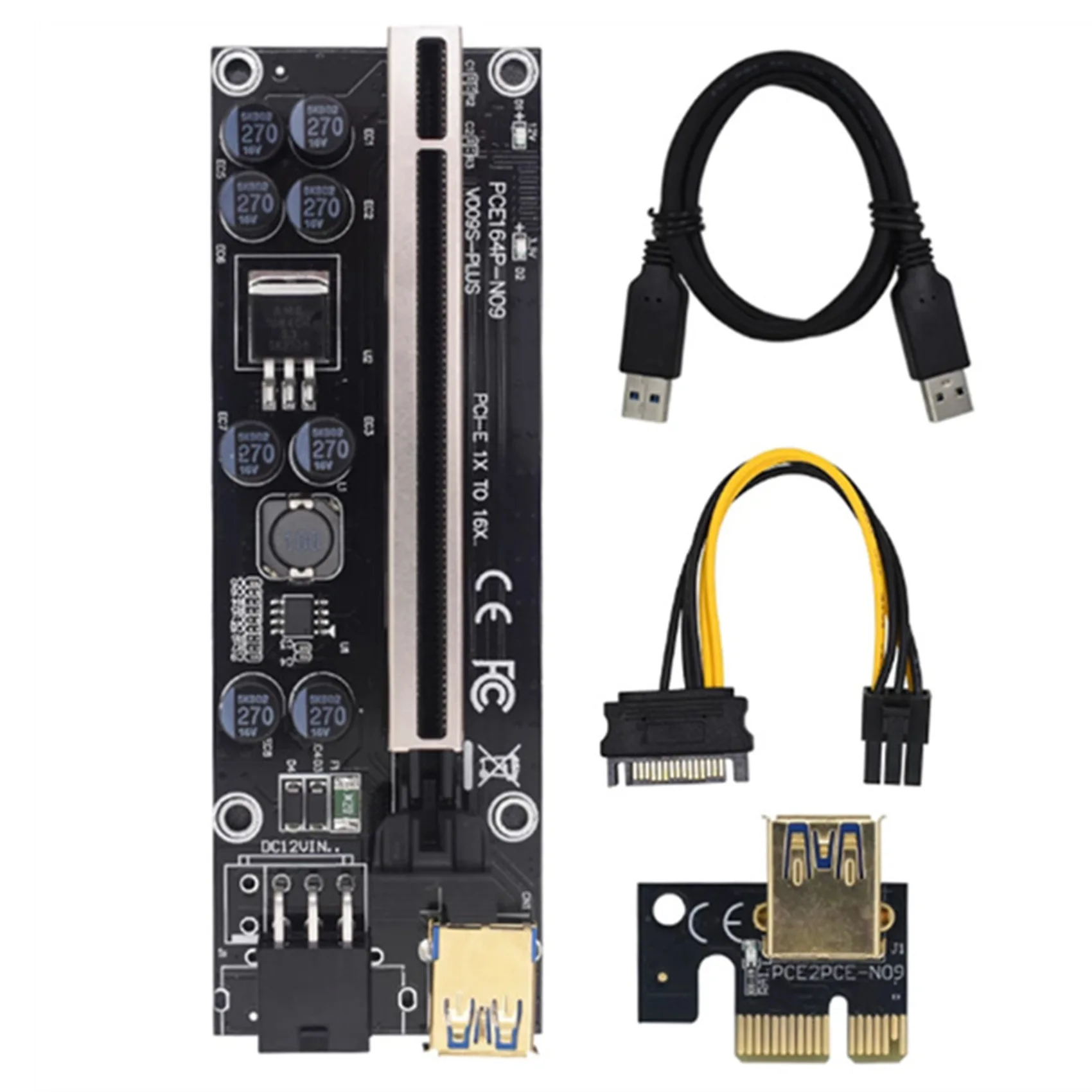 

1PCS 009S Plus Riser Card VER009S PCIE PCI-E PCI Express X16 GPU 6in Adapter Card 1X 16X Extender USB 3.0 Cable