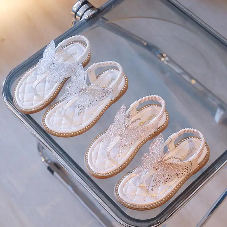 

Нескользящие мягкие детские туфли с бантом-бабочкой для малышей пляжные сандалии с открытым носком летние корейские Детские принцессы для ...