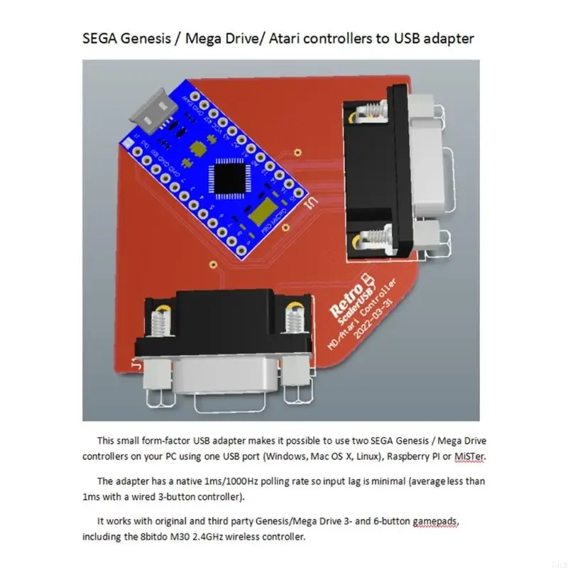Игровые контроллеры T3LB на распечатанную плату с адаптерной пластиной USB для