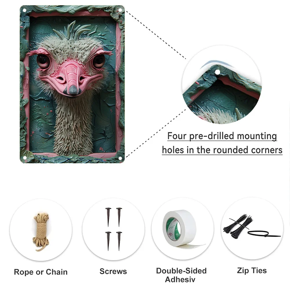 8x12 дюймов 2D Страусиная стена искусство: 100% Алюминий Материал 32% высокая прочность