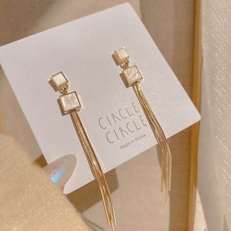 

Long Tassel Earrings New Trendy Women Cold Style Earrings Geometric Ins Cold Exaggerated Style Earrings