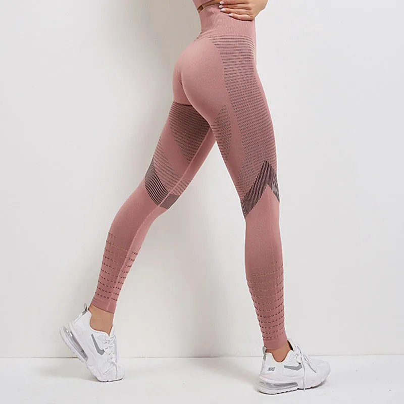 

High Waist Fitness Leggings Women Seamless Full Set Leggings Hollow Printed Workout Vest Pants Sexy Push Up Slim Elasticity