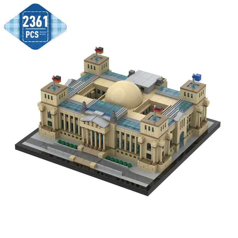 

MOC City Architecture Reichstagsgebaude Building Blocks History Construction Block Germany City Landmarks Model Bricks Toys Gift