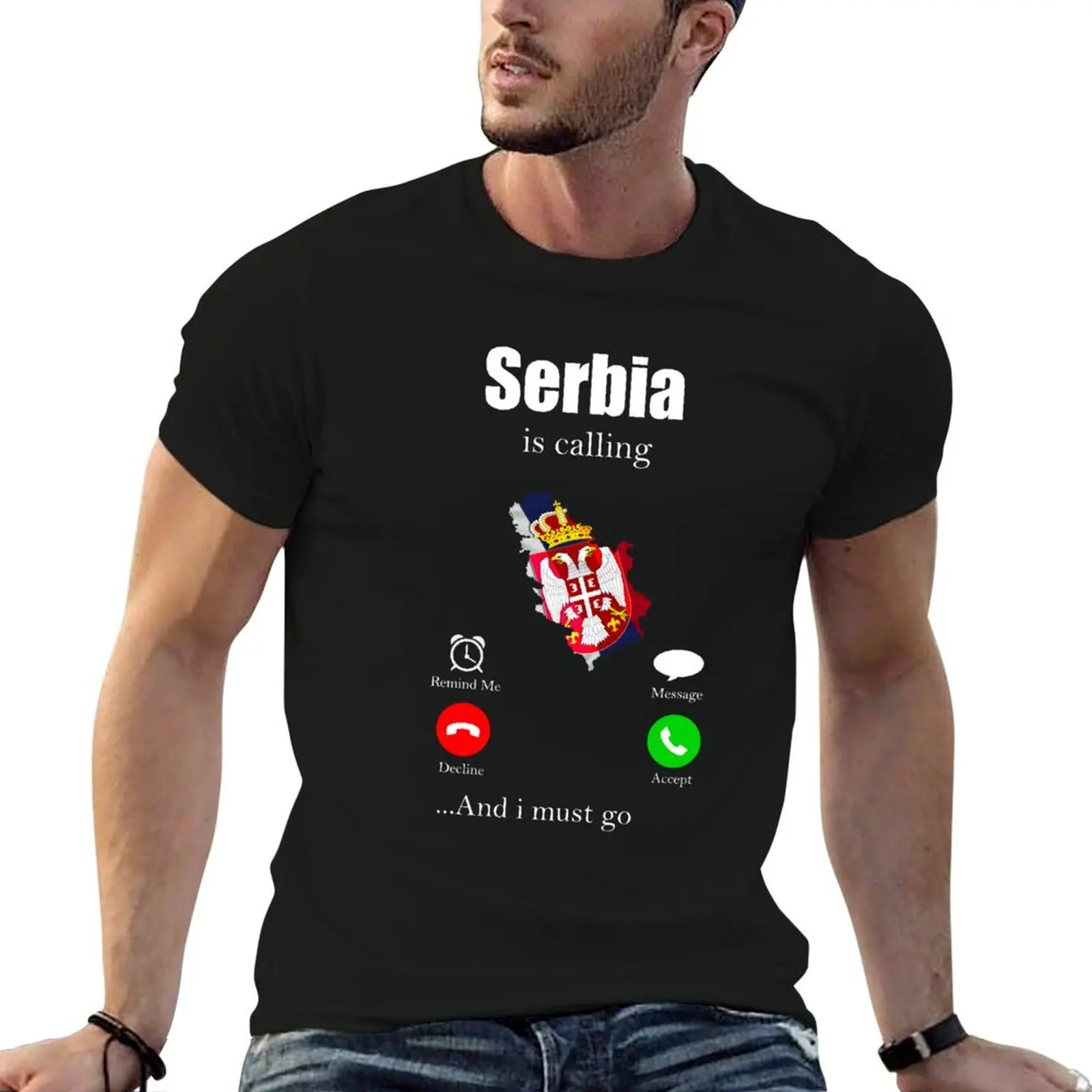 Фото Футболка с гербом Сербии, Белград, Сербия, Србия, Юго, футболка для тренировок в спортзале, футболка с короткими рукавами №1