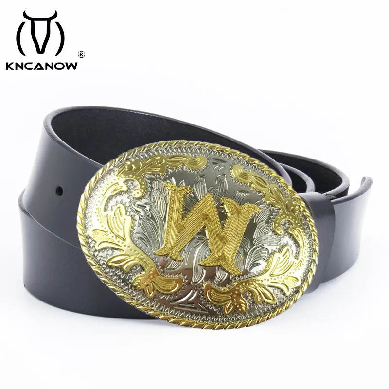Kncanow Men Belts W Logo Leather for Classic Unique Design Business Elegant Feel Fashion Comfortable Colorful Style Cowboy Male
