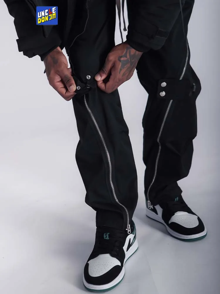 

Брюки-карго на молнии мужские, повседневные Модные свободные прямые штаны, уличная одежда, джоггеры, Прямая поставка