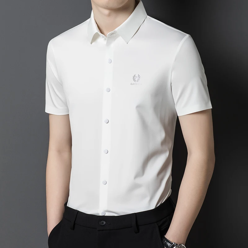 

New Short-Sleeved Shirt Men's Summer Thin Business Casual Men's Clothing Seamless Non-Ironing Shirt Men's Top