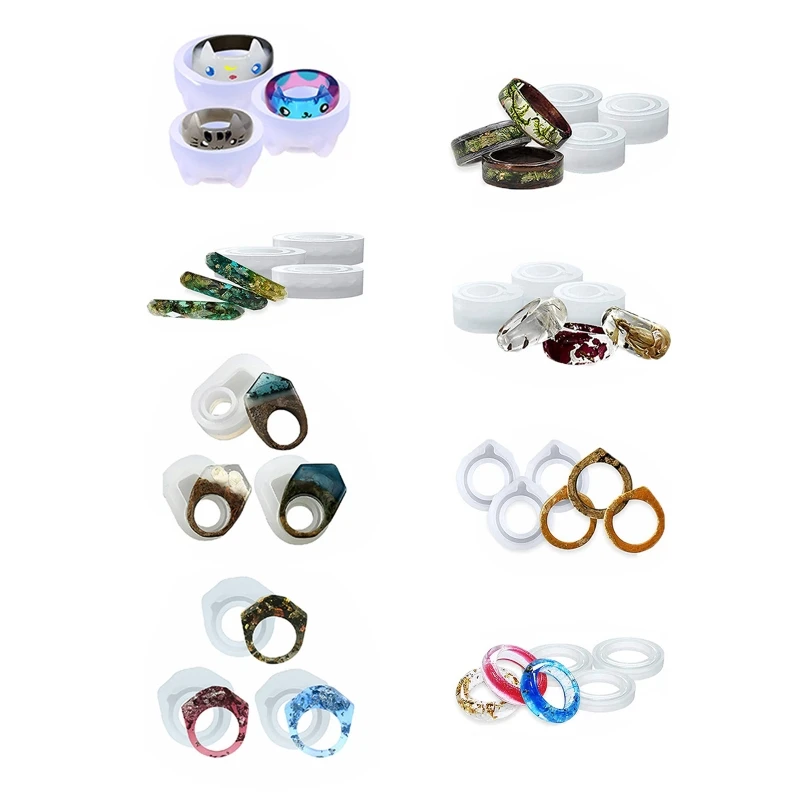 

3x Resin Casting Circle Jewelry Molds Resin Ring Mold Silicone Jewelry DIY Ears Diamond Spire Epoxy Casting Molds