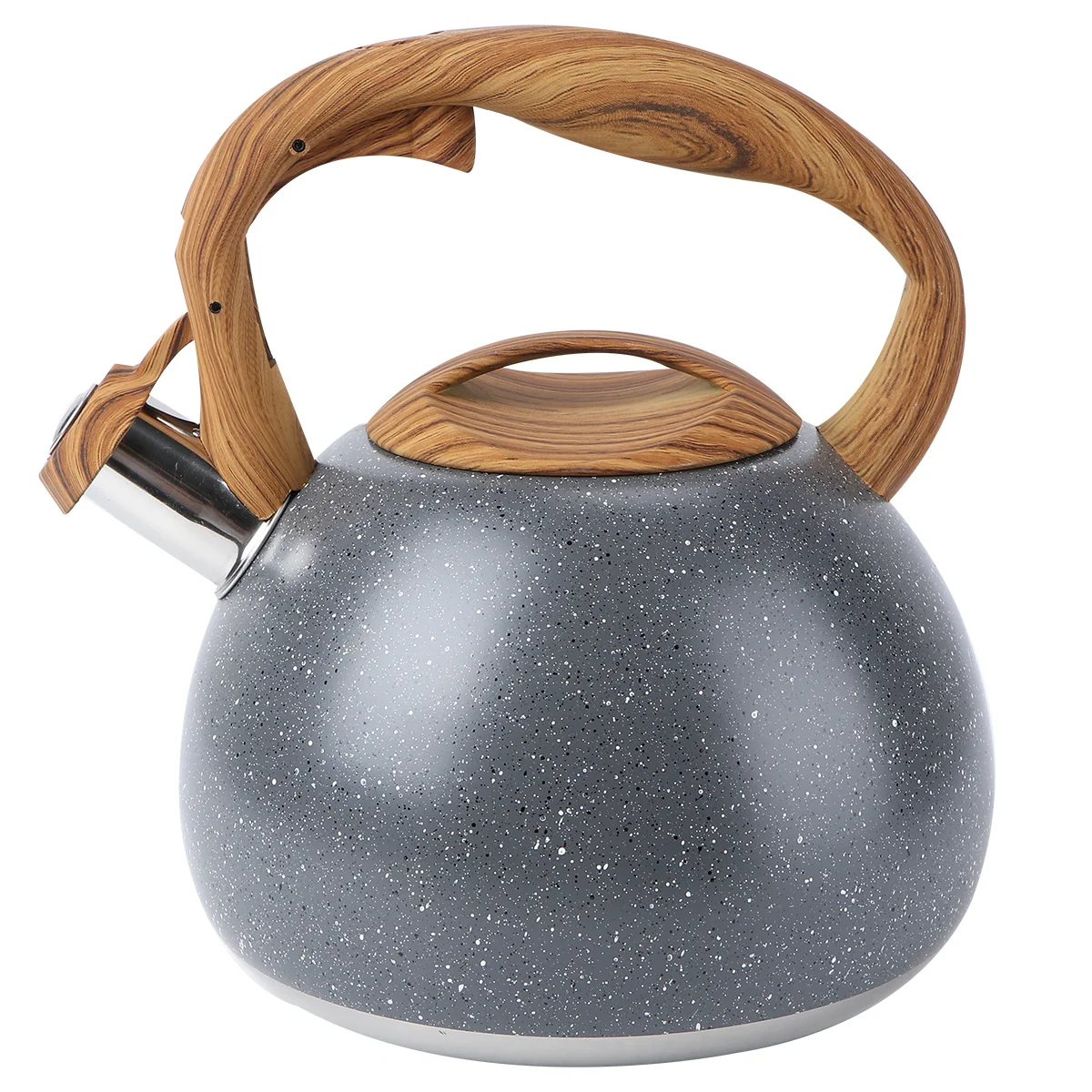 

1Pc 2.8L Antique Stainless Steel Wooden Handle Flat Bottom Whistling Kettle Boiling Tea Kettle (Grey, The Outer Packing for 3L)