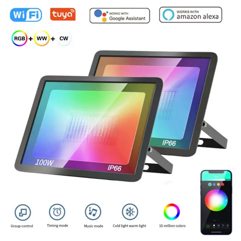 RGB Светодиодный прожектор Tuya 30 Вт 50 100 водонепроницаемый уличный Точечный