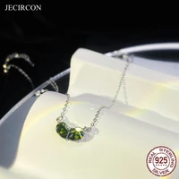 jecircon 925 sterling silver spring green color heart shaped zircon pendant necklace simple korean style party wedding jewelry