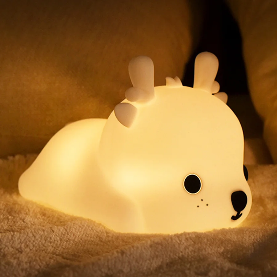 Led Children Night Light For Kids Soft Silicone USB Rechargeable Bedroom Decor Gift Animal Deer Touch Night Lamp Dropship