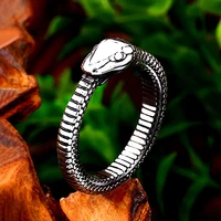 retro norse viking mythology men ouroboros rings for men women stainless steel punk biker animal snake ring fashion jewelry gift