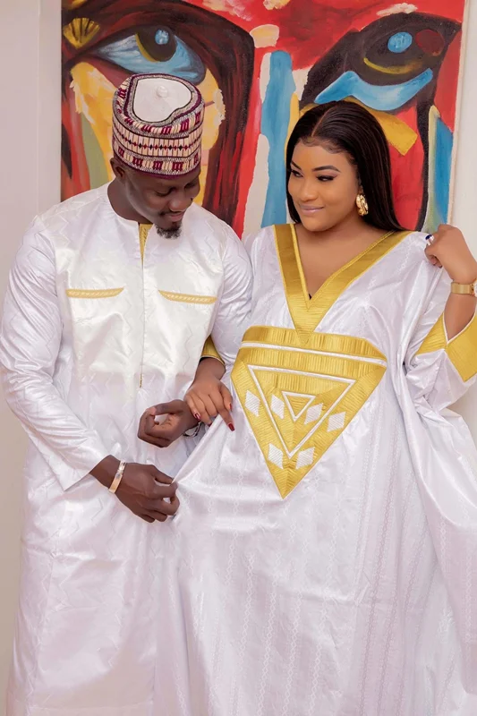 African Dress For Woman African Couple Fashion Agbada Computer Embroidery Deign Long Dress