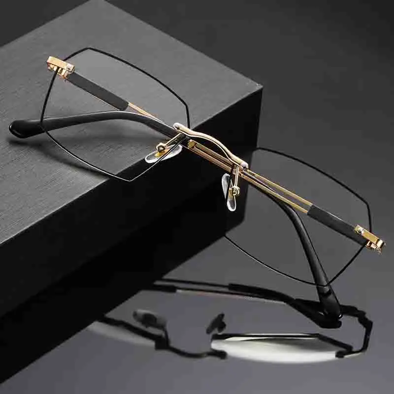 

2023 New Men Women Rimless Reading Glasses Anti Blue Light Bifocal Far Near Magnification Eyewear Presbyopic Glasses