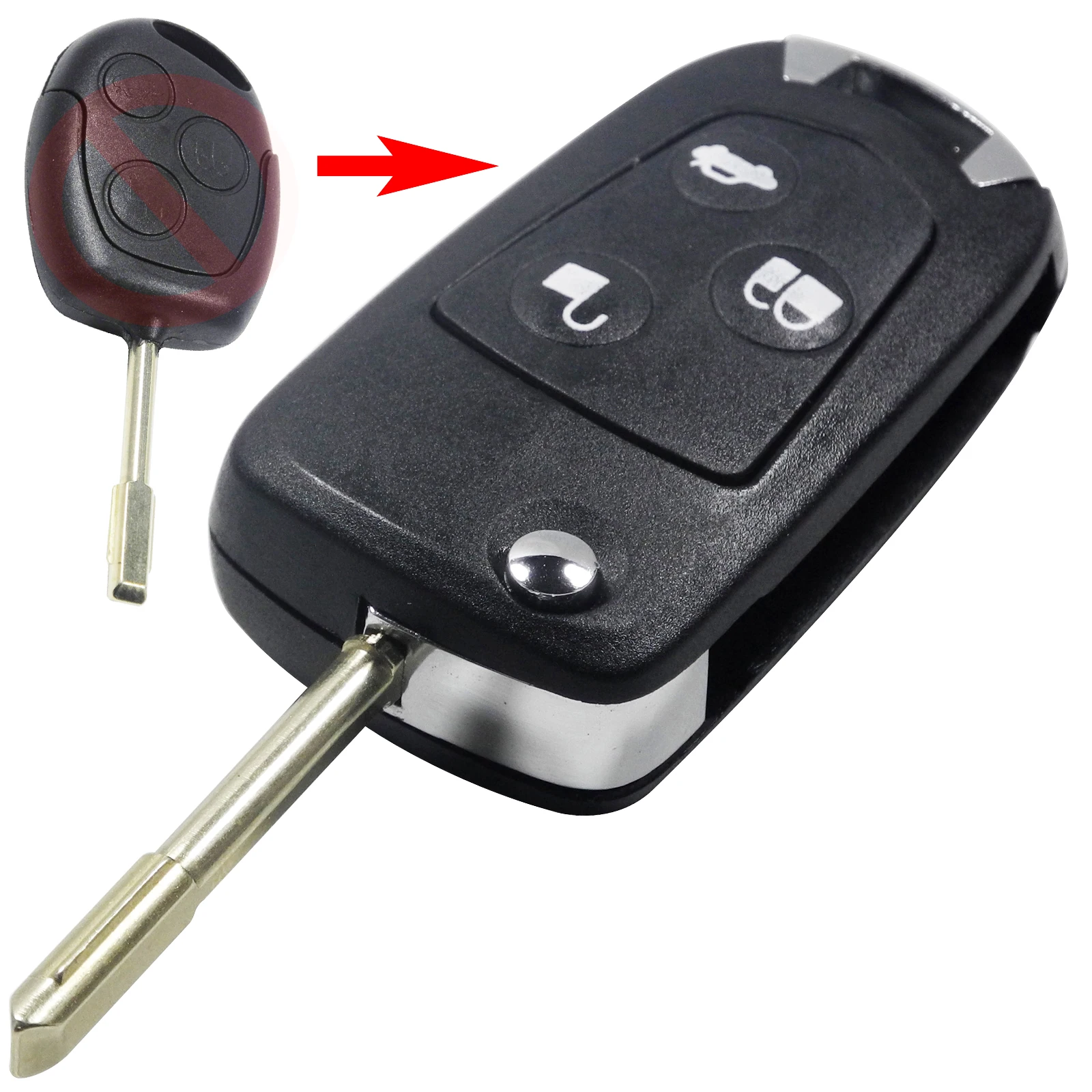 

Jingyuqin 3-кнопочный модифицированный складной флийд дистанционный автомобильный брелок для ключей в виде ракушки для Ford Focus Mondeo Fiesta