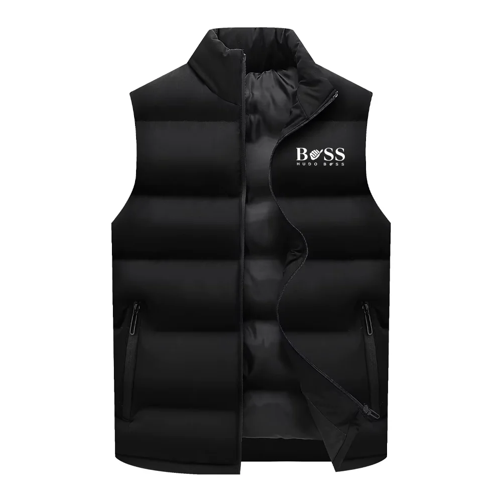 

Mens Vest Jacket Warm Sleeveless Jackets Winter Waterproof Zipper Coat Autumn Stand-up Collar Casual Waistcoat Brand Clothing