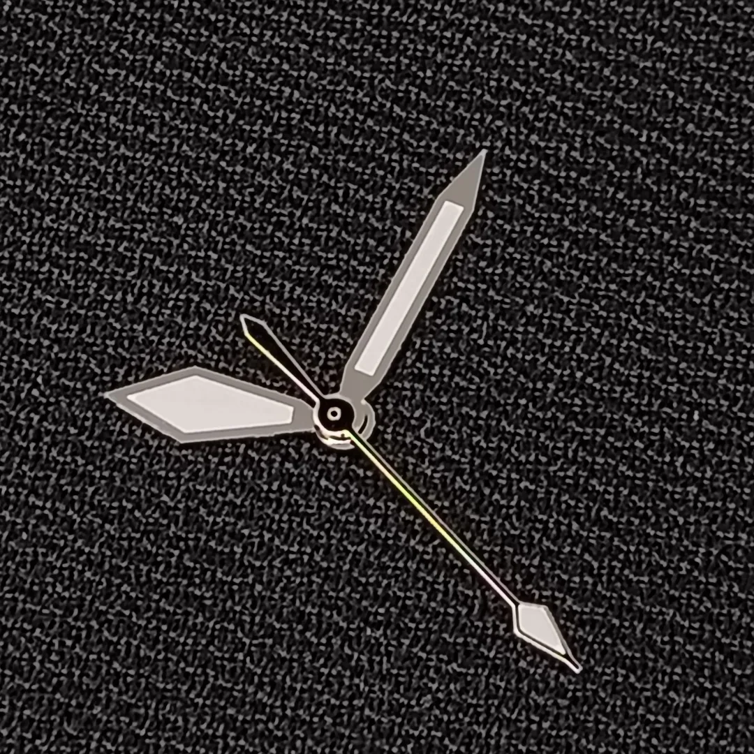 NH35 Стрелки часов Алмазные стрелки Серебристый край Белый указатель Зеленые