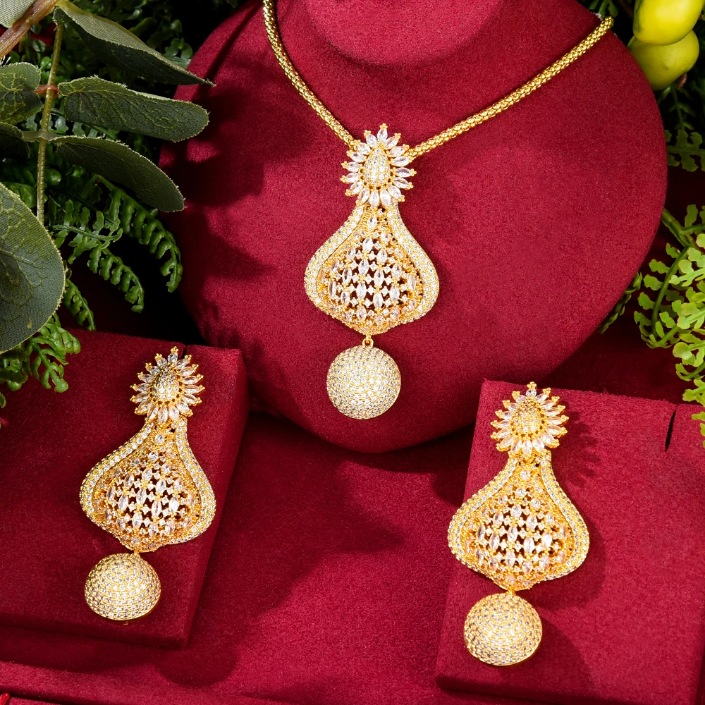 

GODKI Big Fashion Luxury Round Flower Statement Jewelry Set For Women Wedding Party Full Zircon Dubai Bridal jewelry Set 2022