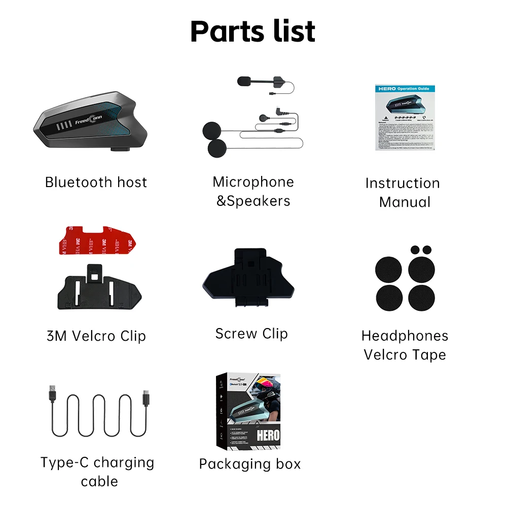 

Мотоциклетный шлем Freedconn Hero, Bluetooth-гарнитура, 10 гонщиков, Moto Intercomunicador, музыкальные шлемы для мотоциклов