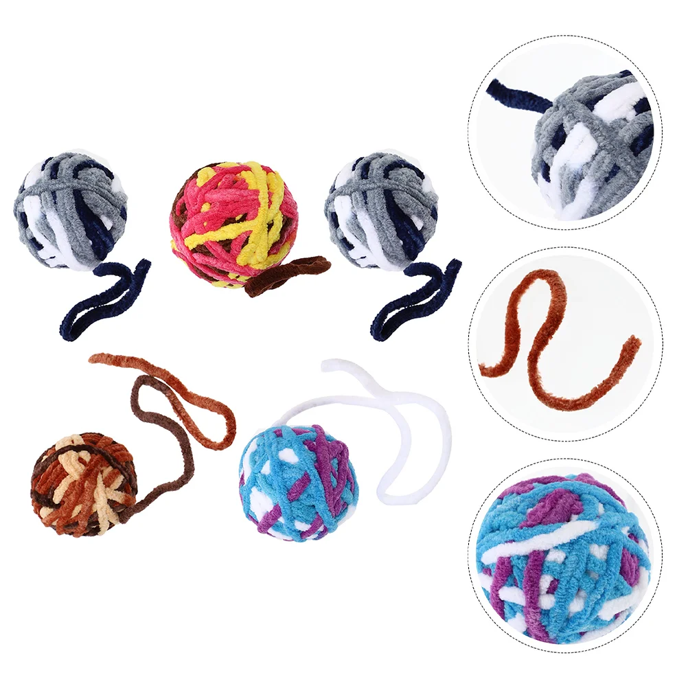 

5 Pcs Cat Toy Yarn Ball Bell Woolen Pet Toys Tease Kitten Molar Chew Indoor Cats