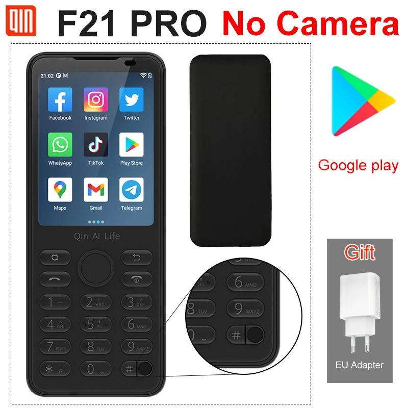 Qin F21 Pro Global Verison Playstore Smart Touch Screen Phone Wifi 5G+2.8 Inch 3GB + 32GB/4GB 64GB Bluetooth 5.0 No Camera Phone