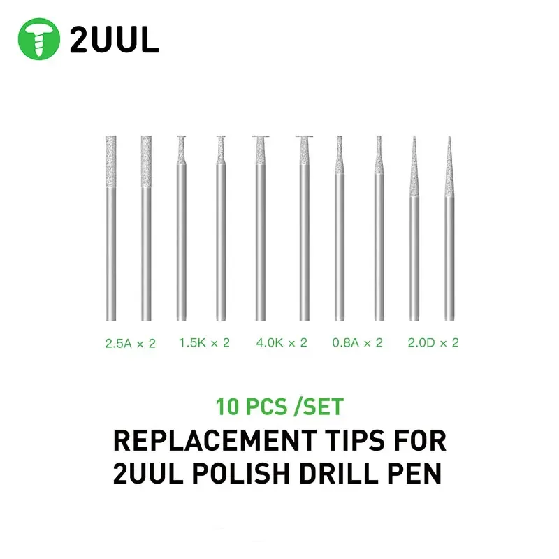 

2UUL сменные насадки для полировки ручки 10 шт./компл. 2,35 мм шлифовальная ручка универсальная полировальная головка набор инструментов для ремонта мобильных телефонов