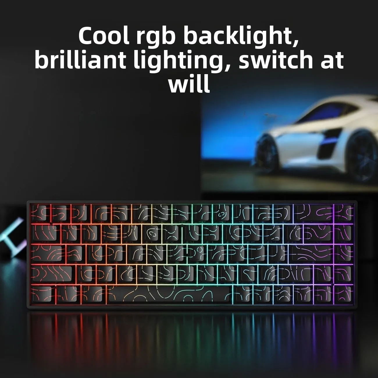 Фото Беспроводная механическая клавиатура 60% с Bluetooth и 2.4G, RGB-подсветкой, для игр, проводная, для компьютера, мобильного телефона, мини-клавиатура для iPad, беспроводная клавиатура №3