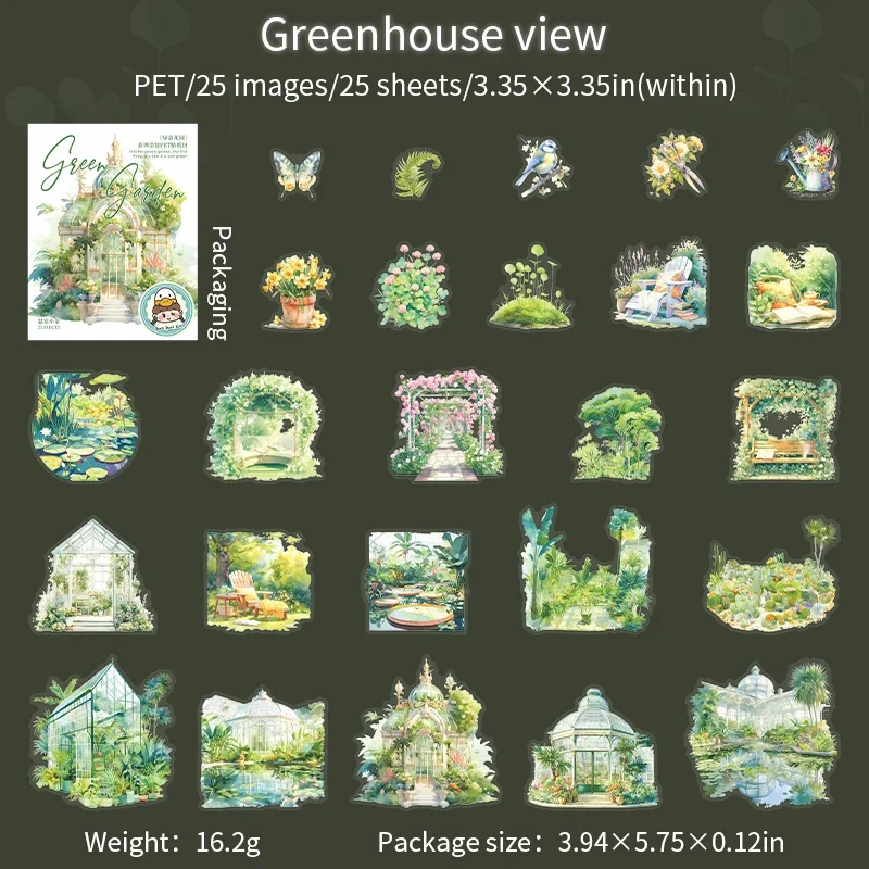 

JIANWU Green Garden Series Vintage Plant Flower Landscape Material Collage PET Sticker Creative DIY Journal Scrapbook Stationery