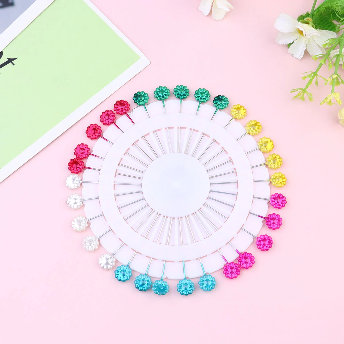 

Sewingknitting Needle Head Pin Straight Embroidery Blunt Coloured Heads Metal Hand Flower Flat Tool Pushpinsbeads Making