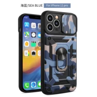 shockproof armor camouflage phone case for iphone 13 mini 12 11 xs pro max x xr 7 8 plus se2020 bracket push window back cover