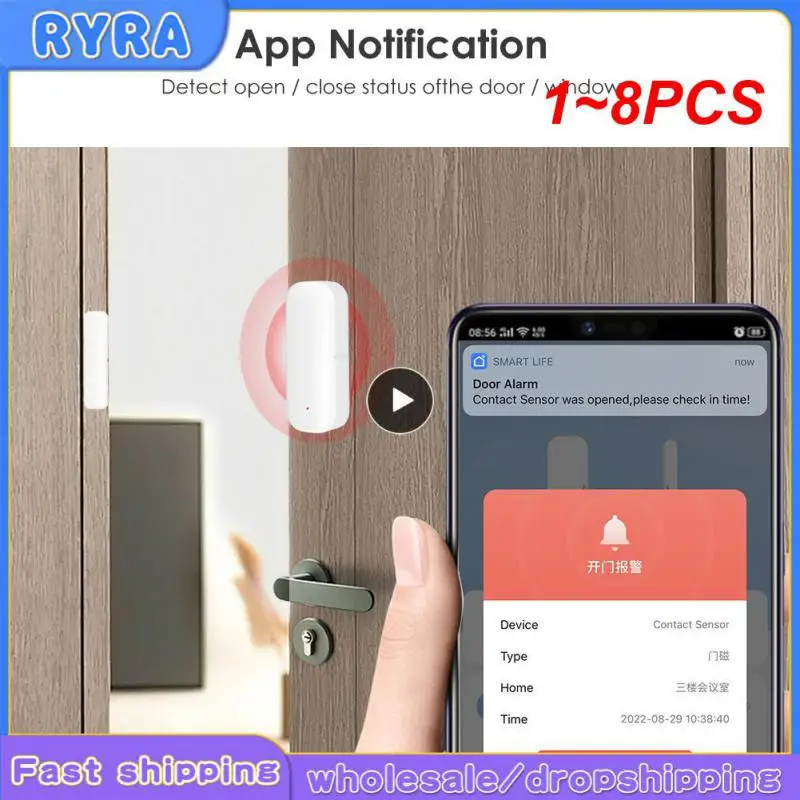 

1~8PCS Tuya WiFi Door Sensor Open/Close Detector Window Door Sensor APP Remote Control Linked Alarm Smartlife Support Alexa