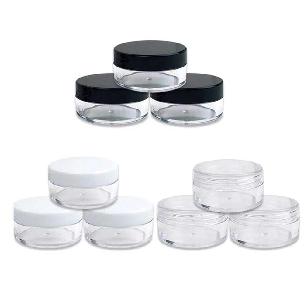 

100pcs 2g 3g 5g 10g 15g 20g Empty Plastic Cosmetic Jar Pots Transparent Sample Bottles Eyeshadow Cream Lip Balm Storage Box
