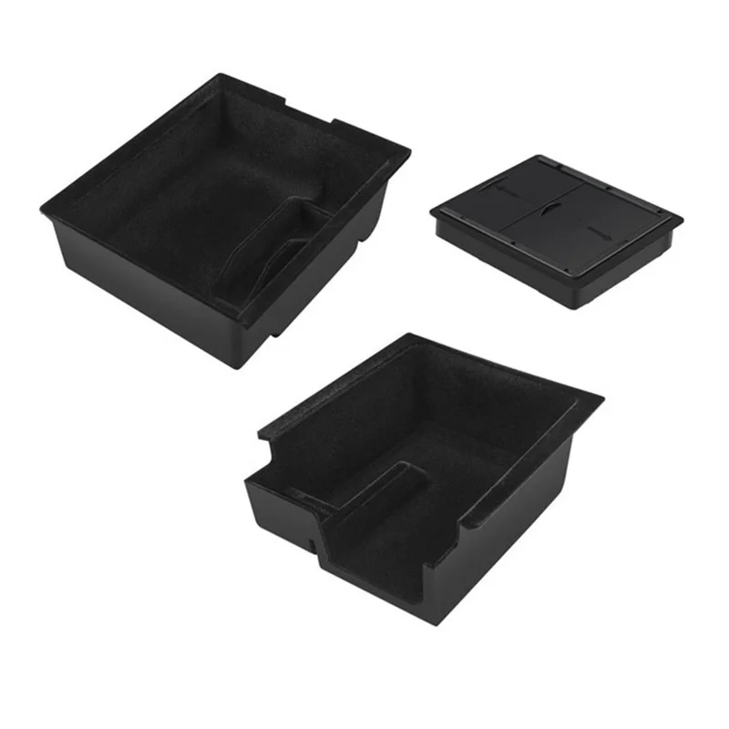 

For Tesla Model 3 Model Y Center Console Storage Box Flocking Style Organizer Trash Can Tidying Tray Car Interior Accessories