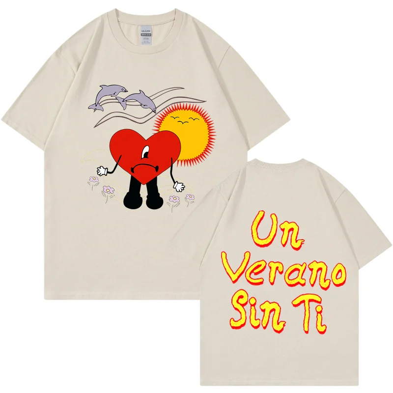 

Singer Bad Bunny UN VERANO SIN TI Music Album Print Graphics Men T Shirt Hip Hop Women T Shirts Oversized Streetwear Tops Tees