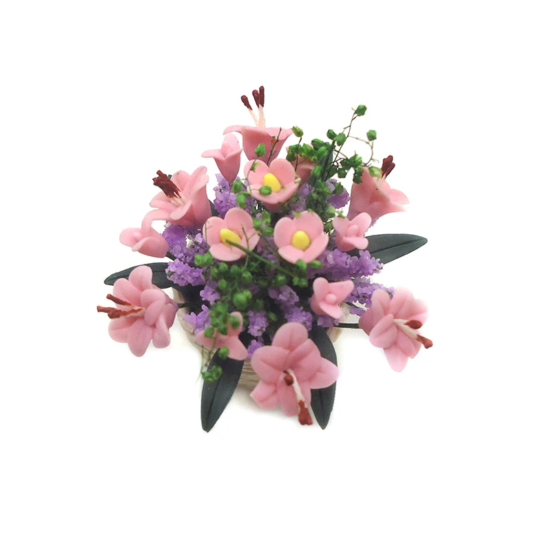 1:12 кукольный домик глина цветок лилии растение в горшке модель кукольного дома