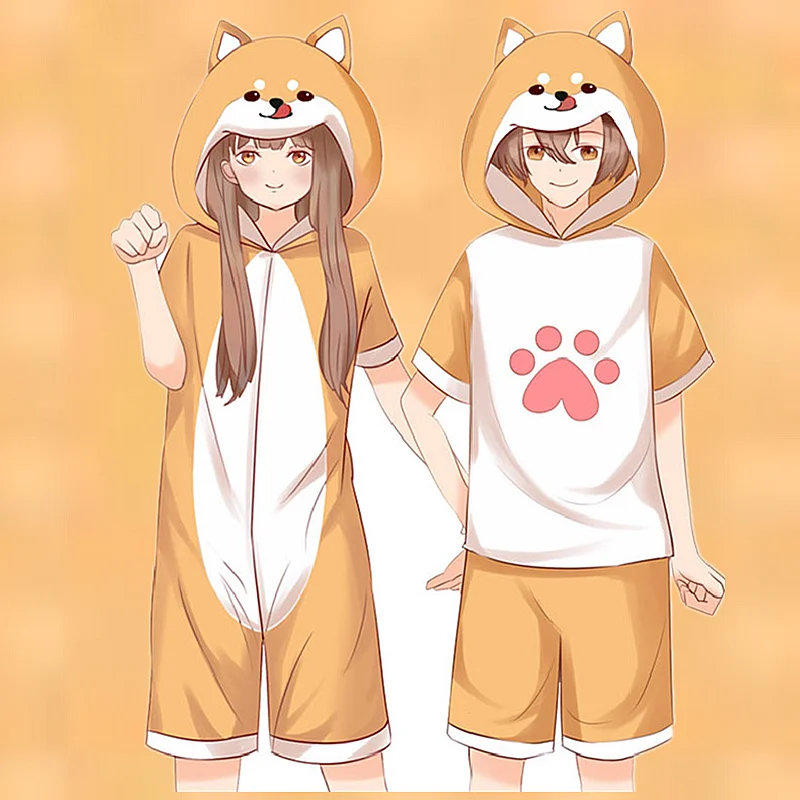 Аниме короткий комбинезон Kawaii Shiba Inu пижамы взрослые комбинезоны Kigurumi Corgi с