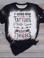 t shirts short sleeve summer casual tops women f bomb mom tattoos t shirt tee shir o neck ladies graphic t shirt