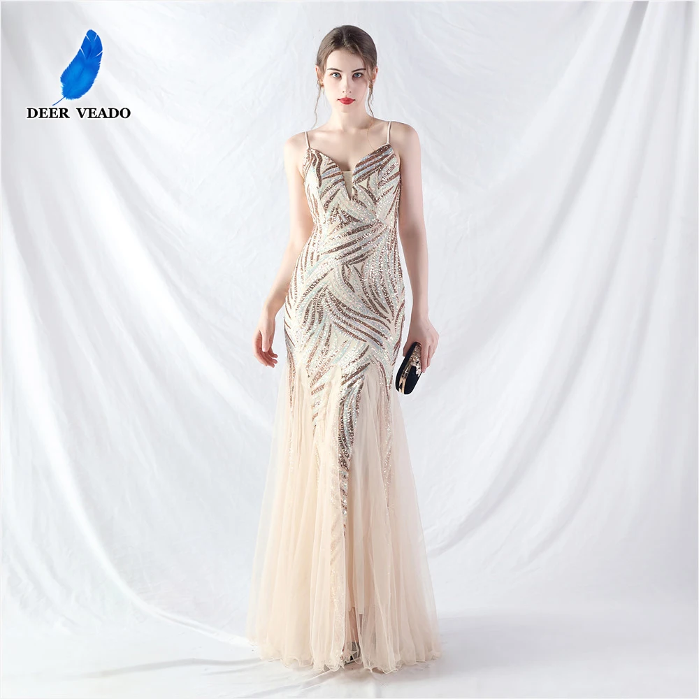 Женское вечернее платье на бретельках DEERVEADO элегантное платье-Русалка с