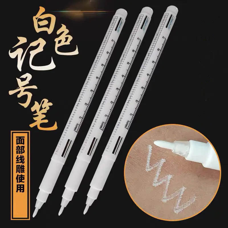 

White Skin Medical Marker Pen Sterile Line Drawing Pen Positioning Double Eyelid Line Carving Micro Design Pen Easy To Erase