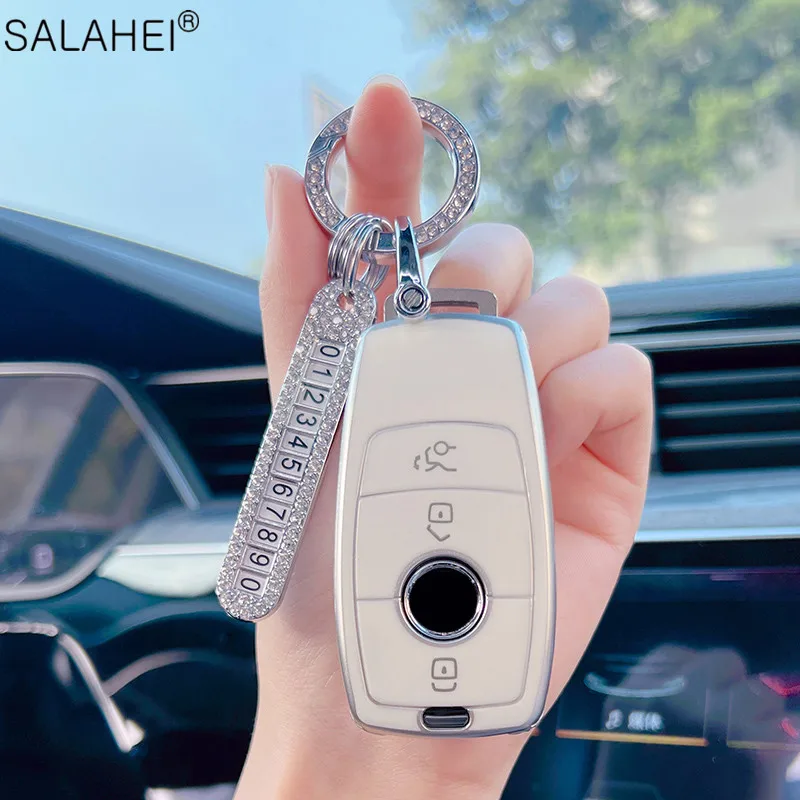

Car Styling Key Case Cover Anti-lost Number Plate For Mercedes Benz A C E S G Class CLE CLA GLB W213 W222 AMG E200L E260 E300L