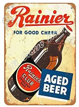 

Rustic Rainier Club Extra Pale Beer Vintage Look Metal Sign