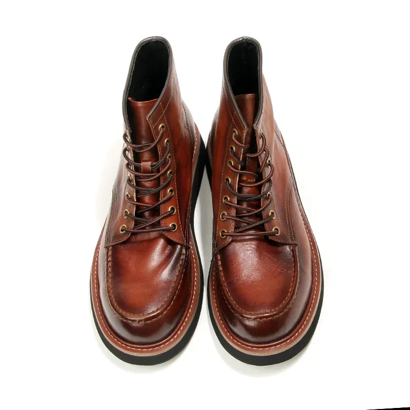 Мотоциклетные ботильоны из натуральной кожи мужские ботинки высокого качества