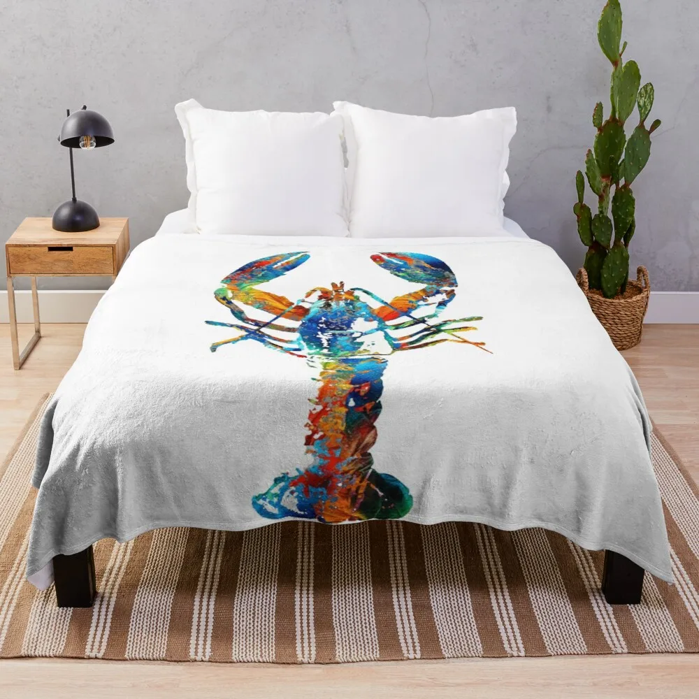 

Красочное одеяло с рисунком лобстера Шарон Каммингс, дизайнерское одеяло, плюшевое одеяло, плюшевое одеяло, пушистое мягкое одеяло